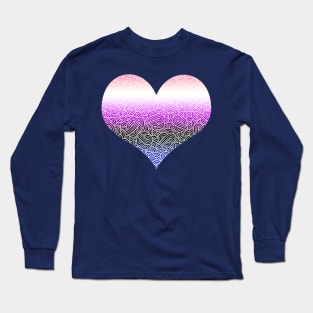 Ombré genderfluid colours and white swirls doodles heart Long Sleeve T-Shirt